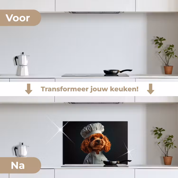 Spatscherm keuken - Bruin - Kok - Hondje — 7
