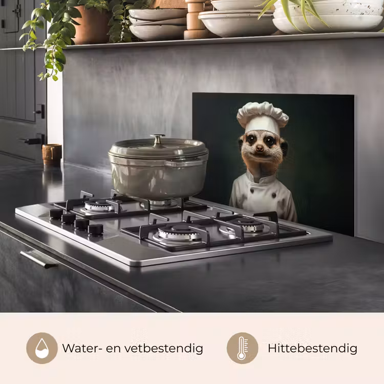 Spatscherm keuken - Dier - Kok - Stokstaartje — 2