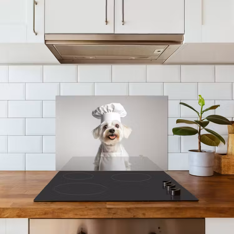 Spatscherm keuken - Hond - Wit - Kok — 3