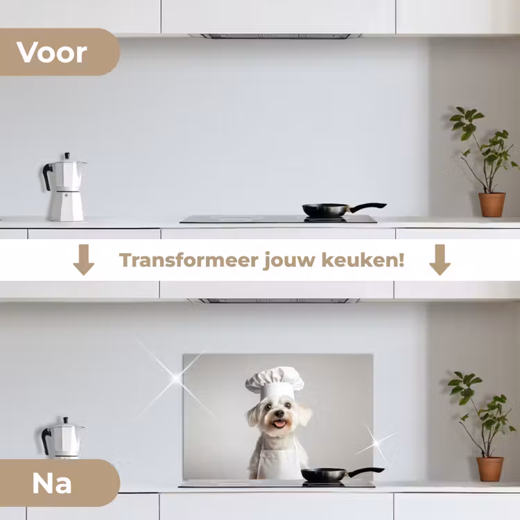 Spatscherm keuken - Hond - Wit - Kok — 7