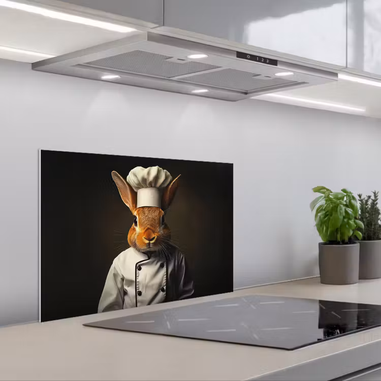 Spatscherm keuken - Konijn - Kok - Dier — 1