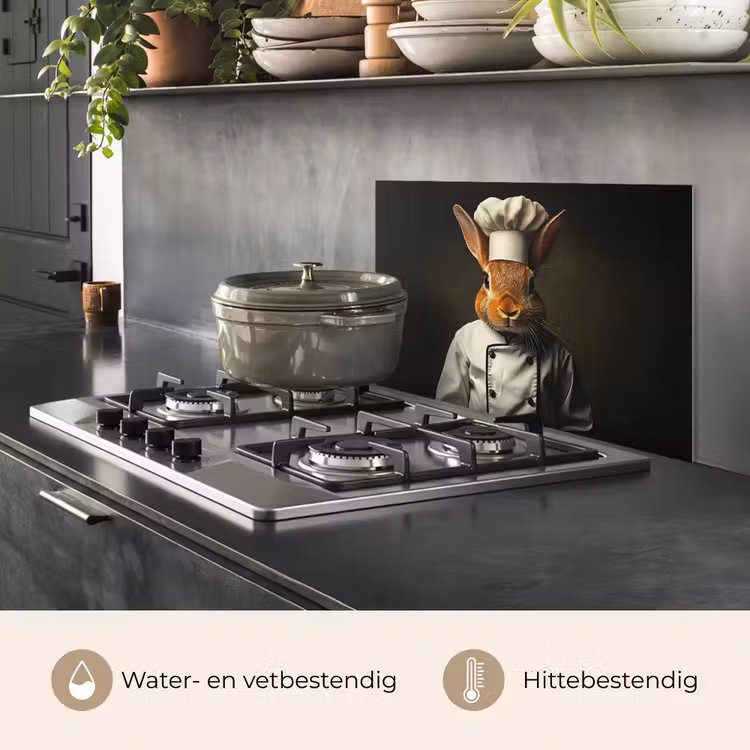 Spatscherm keuken - Konijn - Kok - Dier — 2