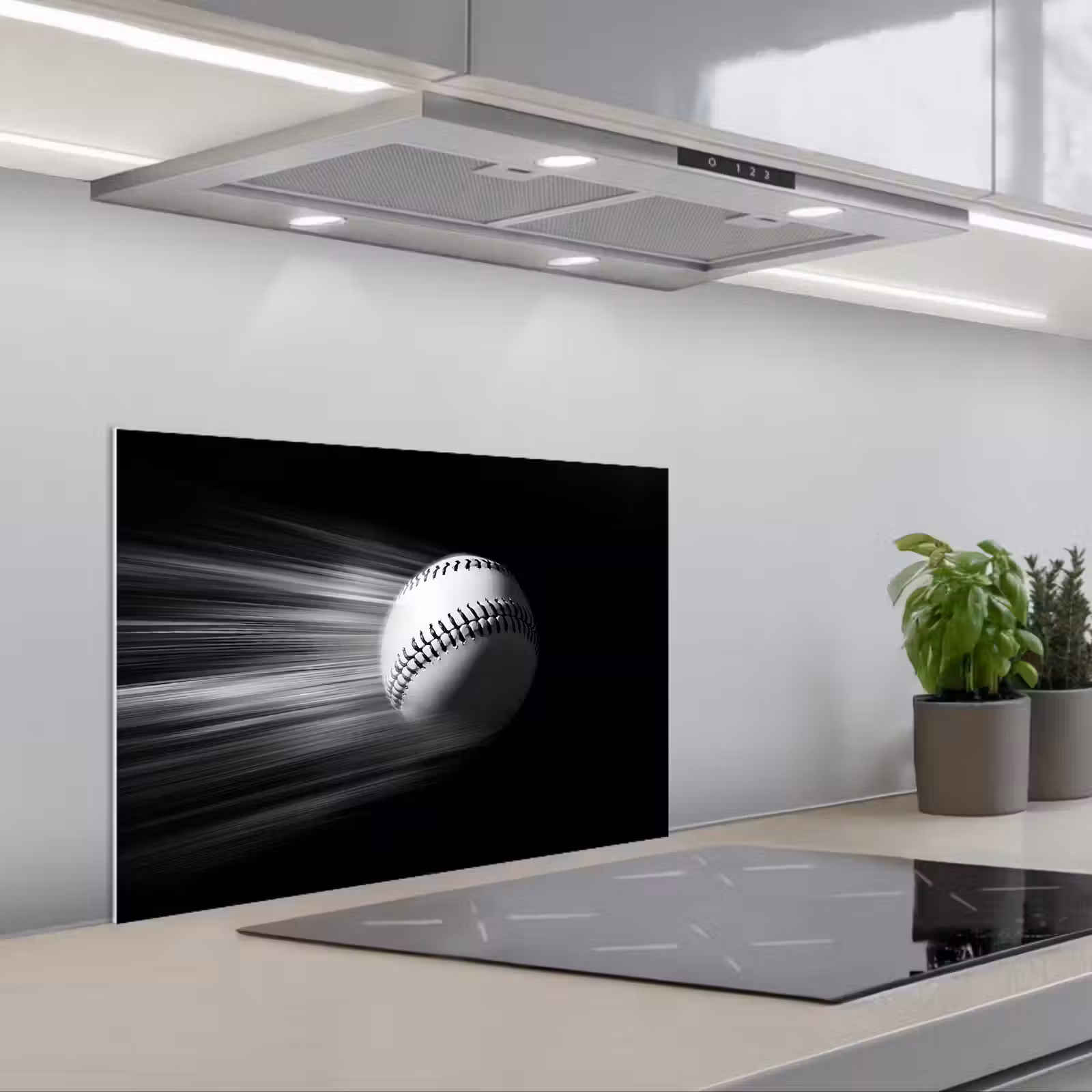Spatscherm keuken - Honkbal - Wit - Vliegt — 1
