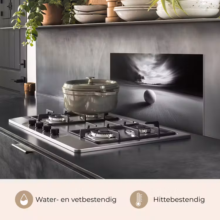 Spatscherm keuken - Golfbal - Wazig - Zwart — 2