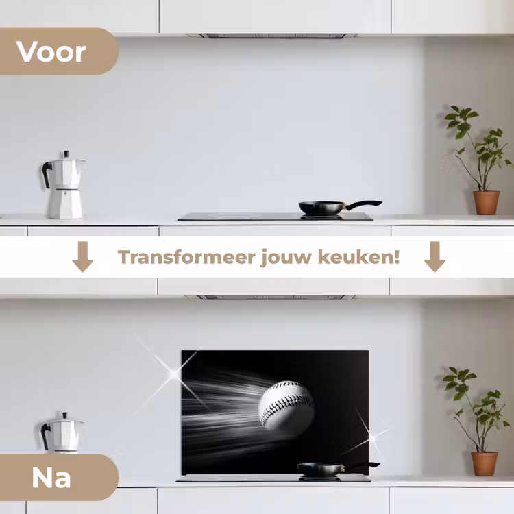 Spatscherm keuken - Honkbal - Wit - Vliegt — 7