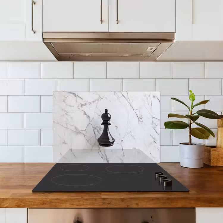 Spatscherm keuken - Schaakstuk - Loper - Zwart - Marmer — 3