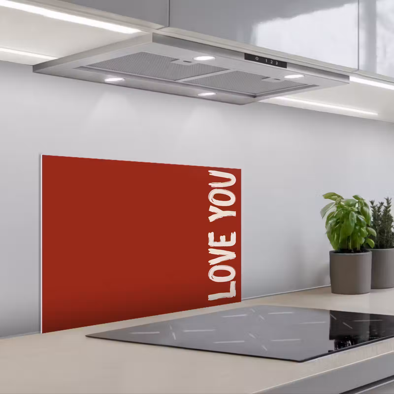 Spatscherm keuken - Schuin - Loveyou - Rood — 1