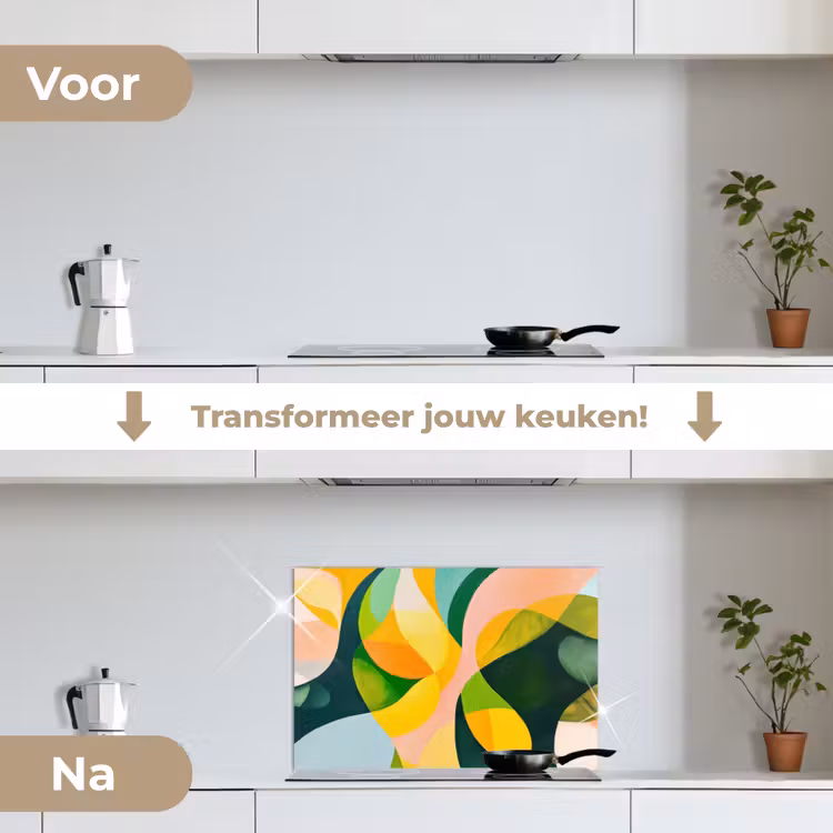 Spatscherm keuken - Abstract - Geel - Roze - Groen — 7