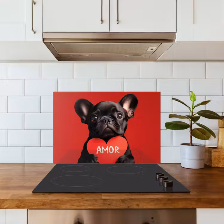 Spatscherm keuken - Amor - Hond - Hartje - Rood — 3