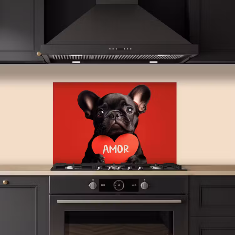 Spatscherm keuken - Amor - Hond - Hartje - Rood — 5