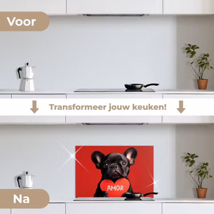 Spatscherm keuken - Amor - Hond - Hartje - Rood — 7