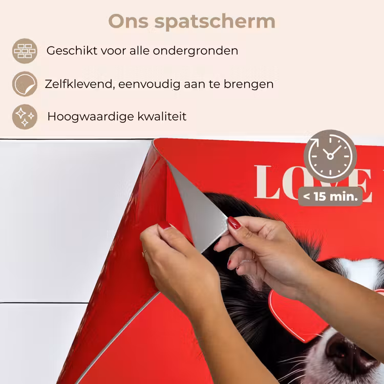 Spatscherm keuken - Hond - Hartjesbril - Loveyou - Rood — 4