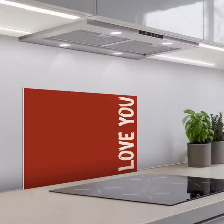 Spatscherm keuken - Schuin - Loveyou - Rood — 1