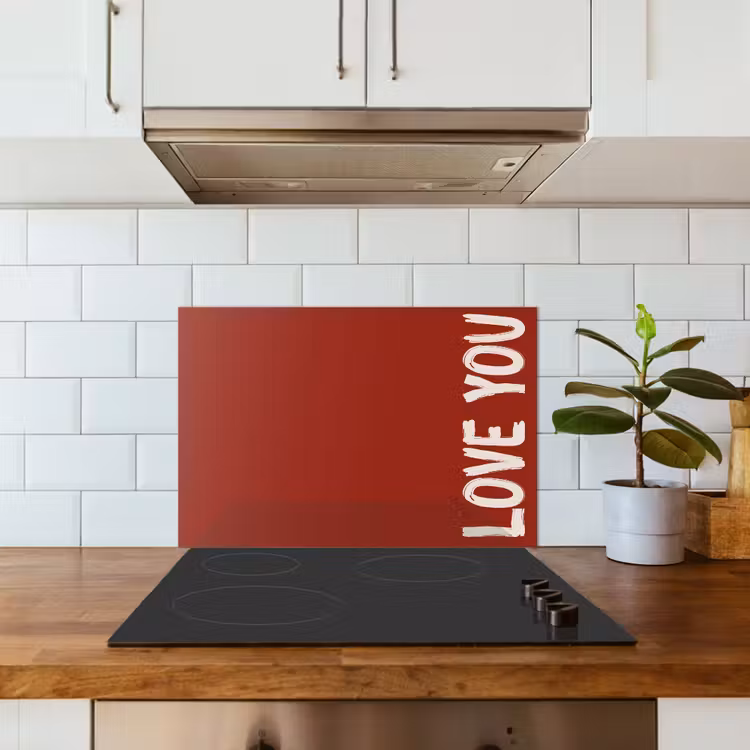 Spatscherm keuken - Schuin - Loveyou - Rood — 3