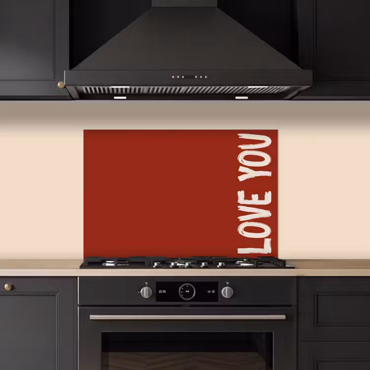 Spatscherm keuken - Schuin - Loveyou - Rood — 5