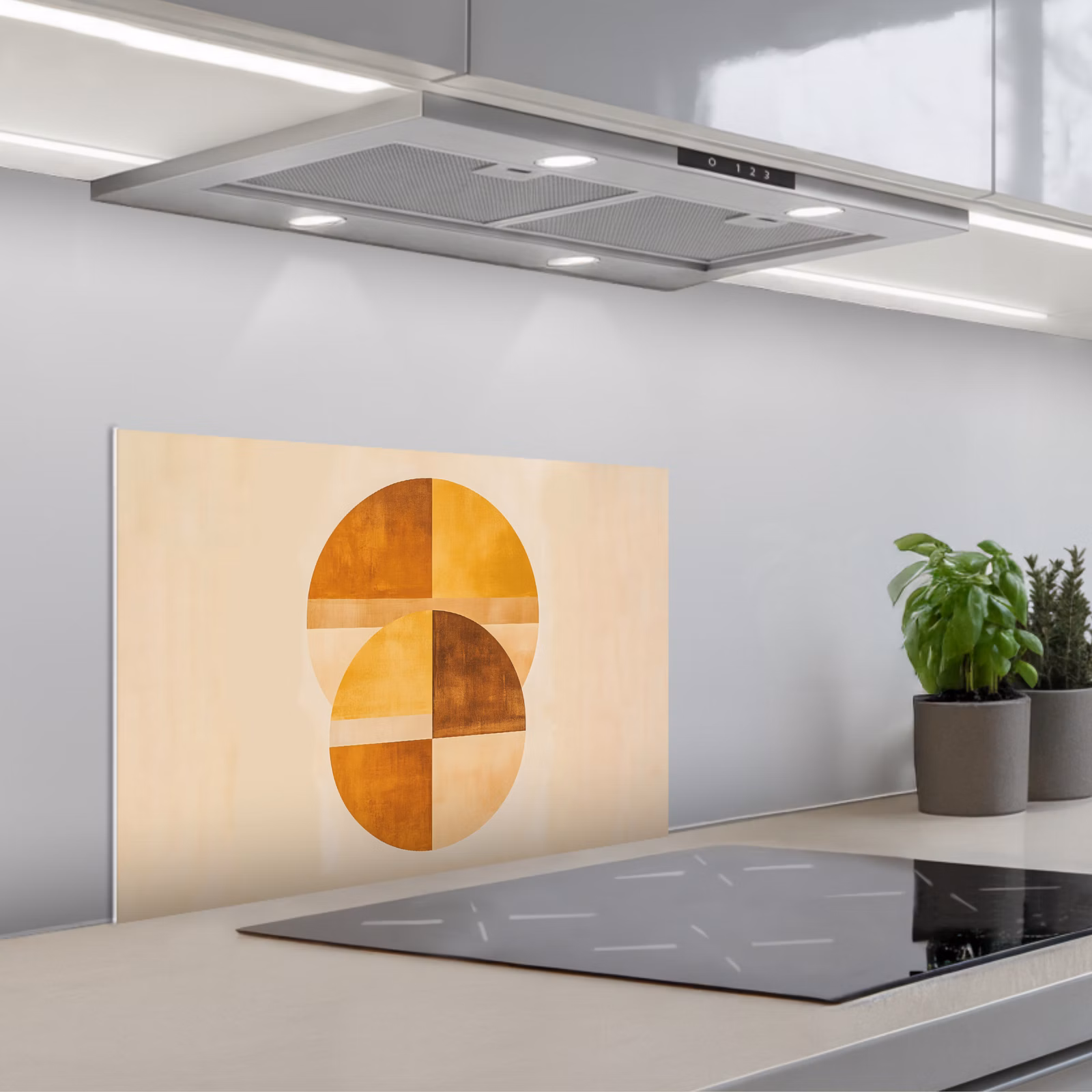 Spatscherm keuken - Cirkels - Geel - Minimalistisch — 1