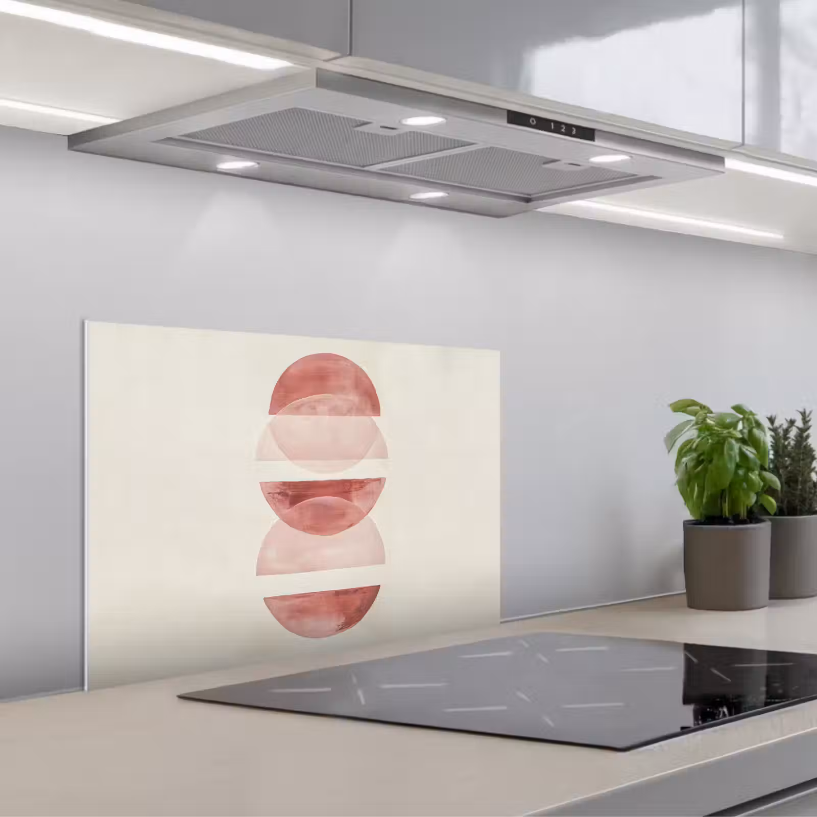 Spatscherm keuken - Minimalistisch - Cirkels - Roze — 1