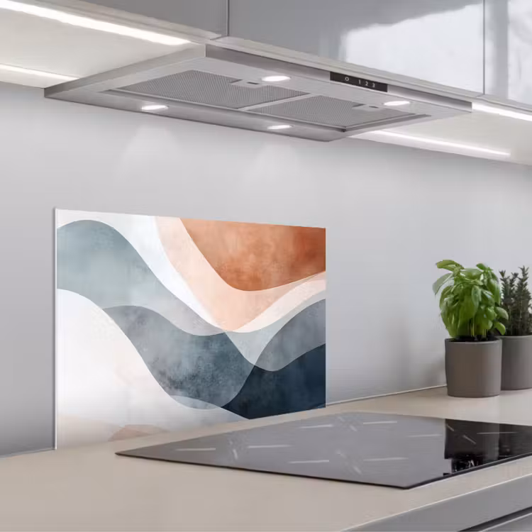 Spatscherm keuken - Abstract - Golven - Blauw — 1