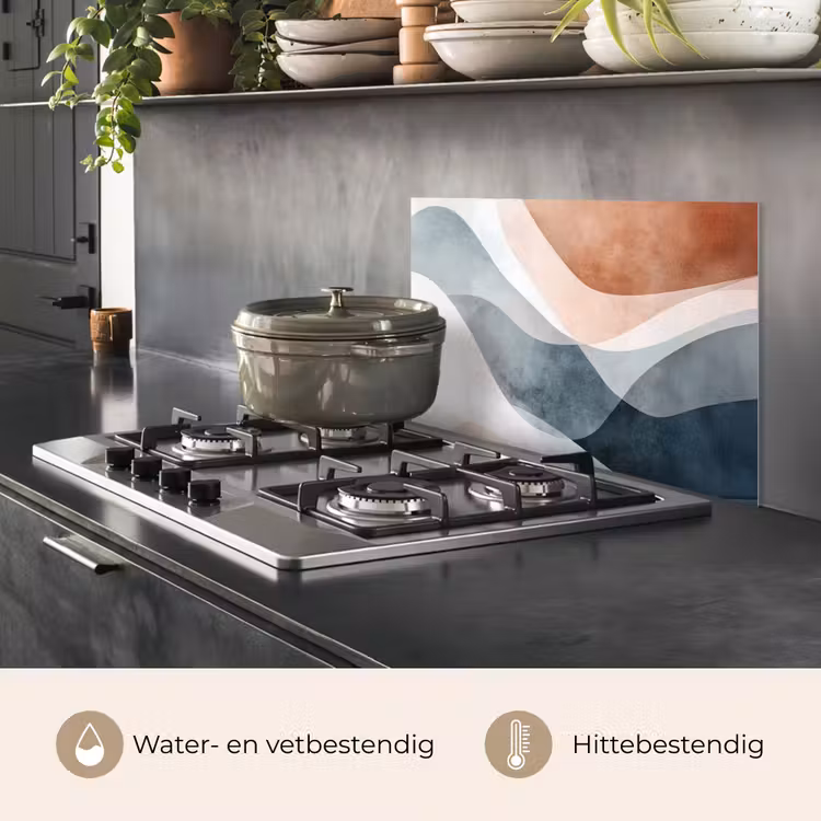 Spatscherm keuken - Abstract - Golven - Blauw — 2