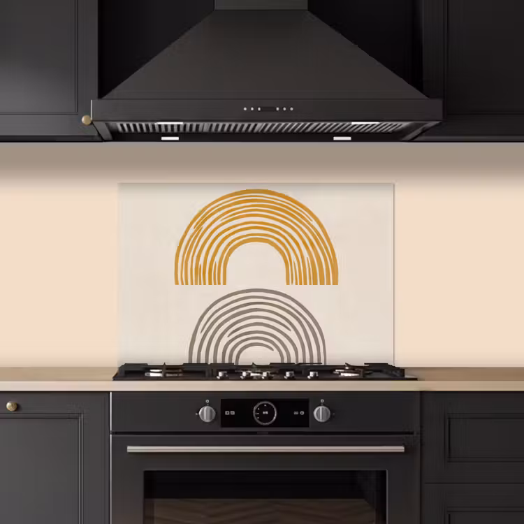 Spatscherm keuken - Bogen - Lijnen - Oranje - Minimalistisch — 5