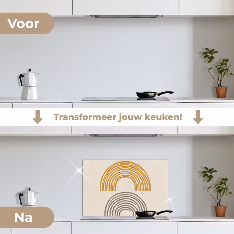 Spatscherm keuken - Bogen - Lijnen - Oranje - Minimalistisch — 7
