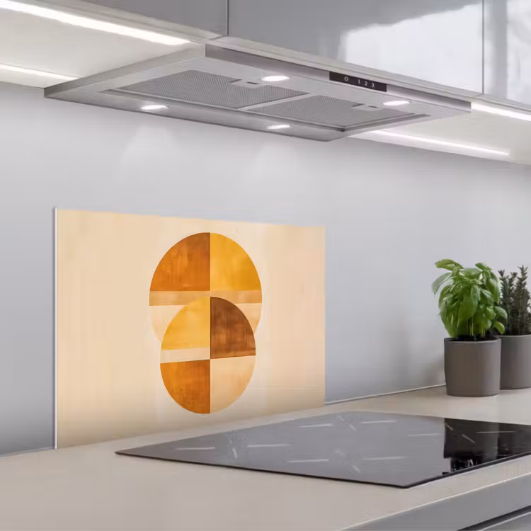Spatscherm keuken - Cirkels - Geel - Minimalistisch — 1