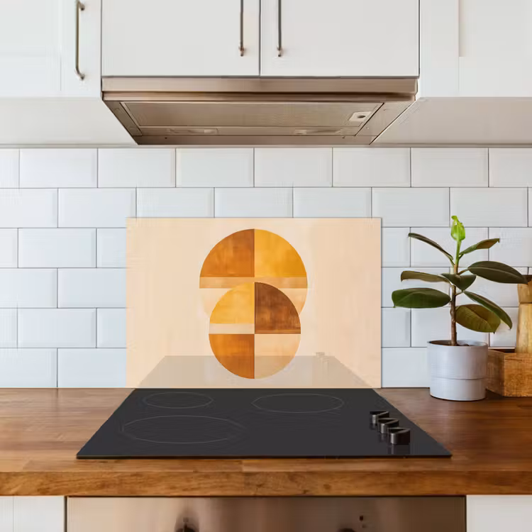 Spatscherm keuken - Cirkels - Geel - Minimalistisch — 3