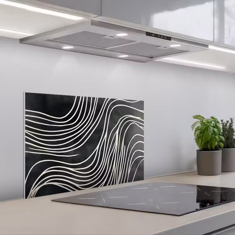 Spatscherm keuken - Lijnen - Patroon - Abstract - Wit — 1