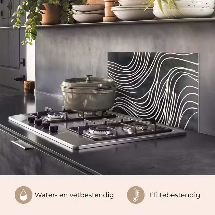 Spatscherm keuken - Lijnen - Patroon - Abstract - Wit — 2