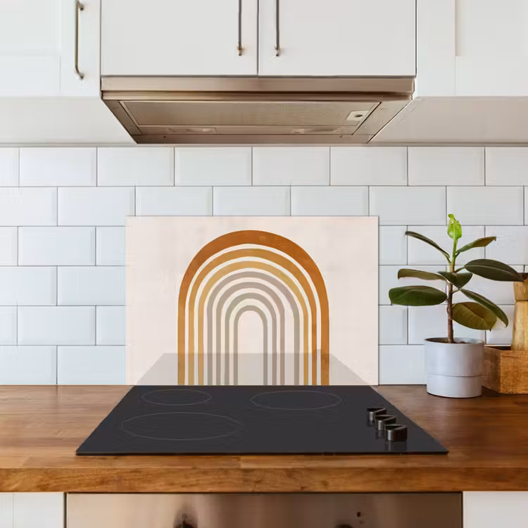 Spatscherm keuken - Minimalistisch - Boog - Lijnen - Beige — 3