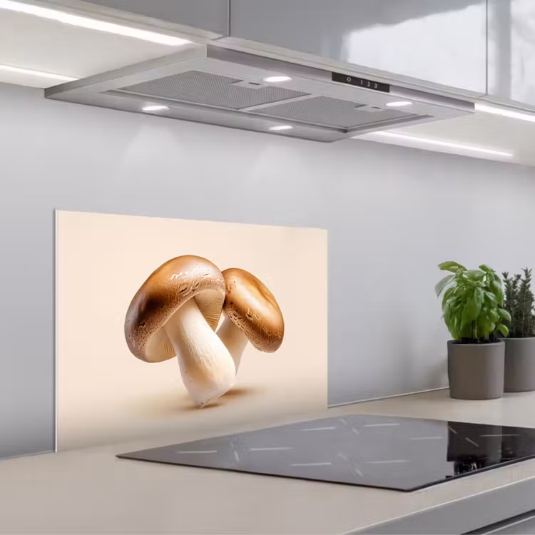 Spatscherm keuken - Champignons - Zacht - Beige — 1