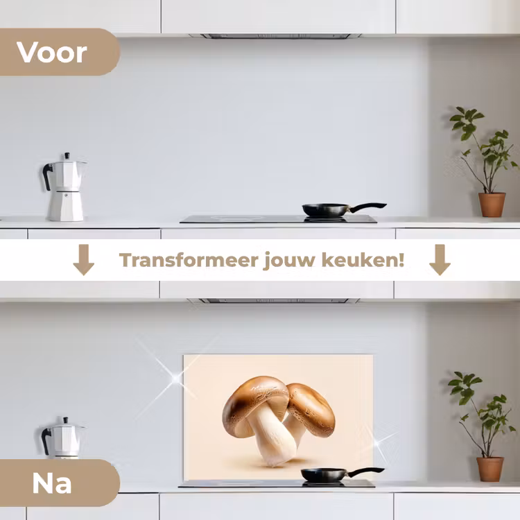 Spatscherm keuken - Champignons - Zacht - Beige — 7