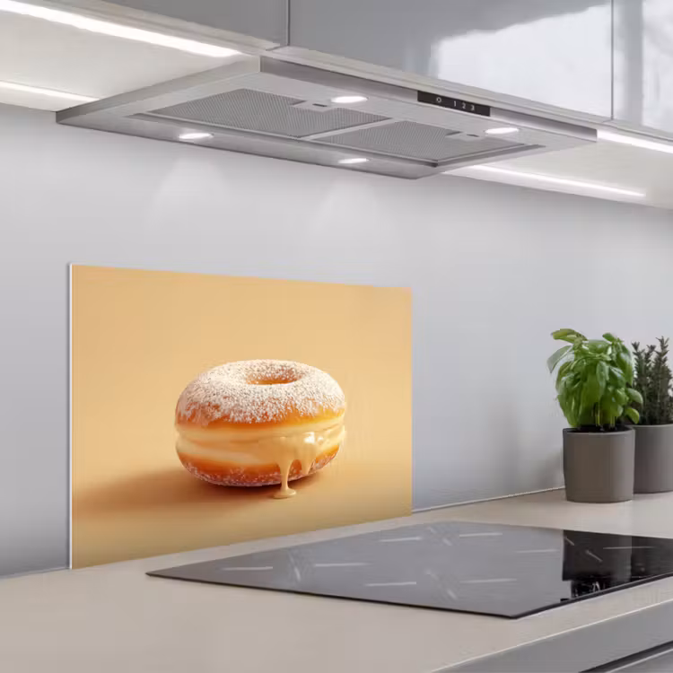 Spatscherm keuken - Donut - Romig - Poedersuiker - Beige — 1