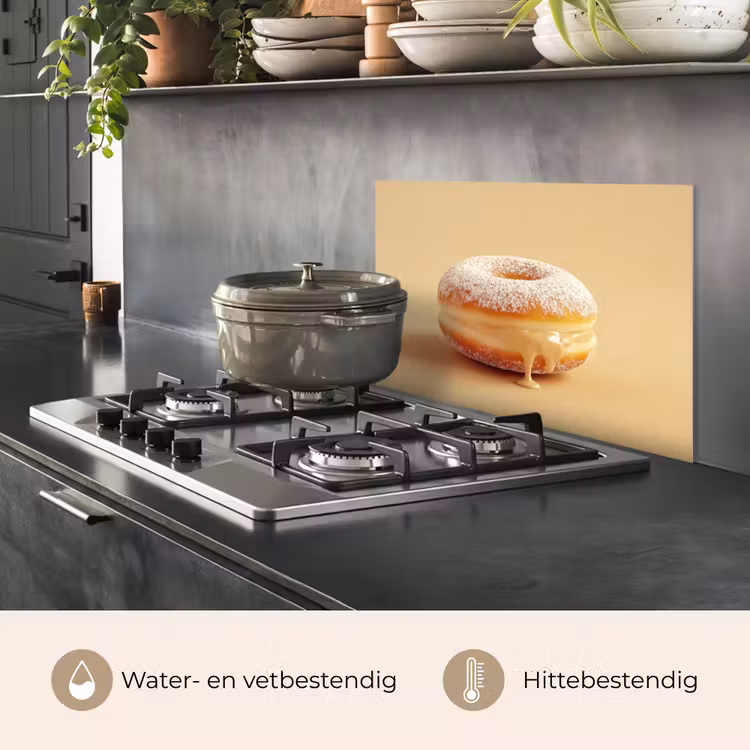 Spatscherm keuken - Donut - Romig - Poedersuiker - Beige — 2