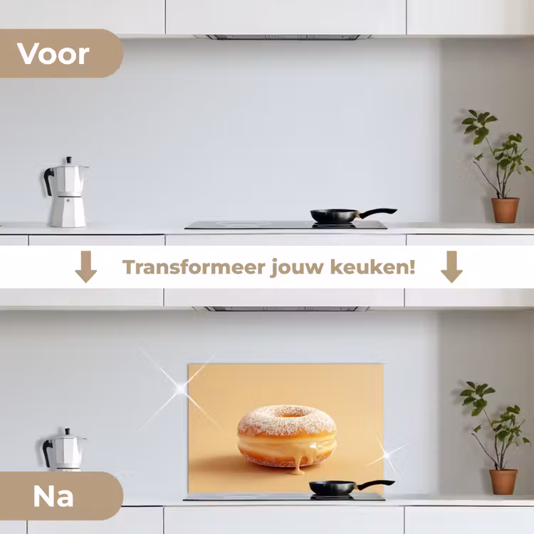 Spatscherm keuken - Donut - Romig - Poedersuiker - Beige — 7