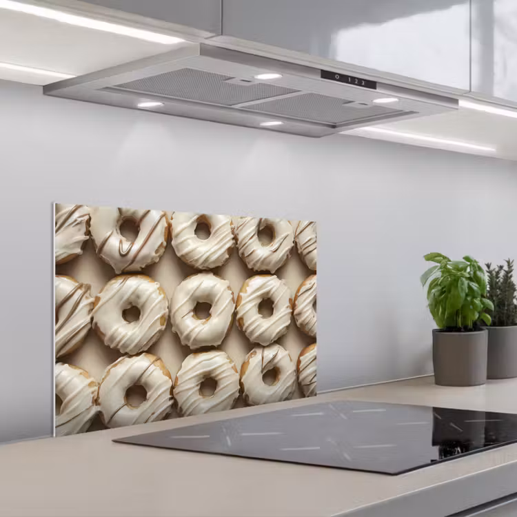 Spatscherm keuken - Donuts - Chocolade - Wit - Beige — 1