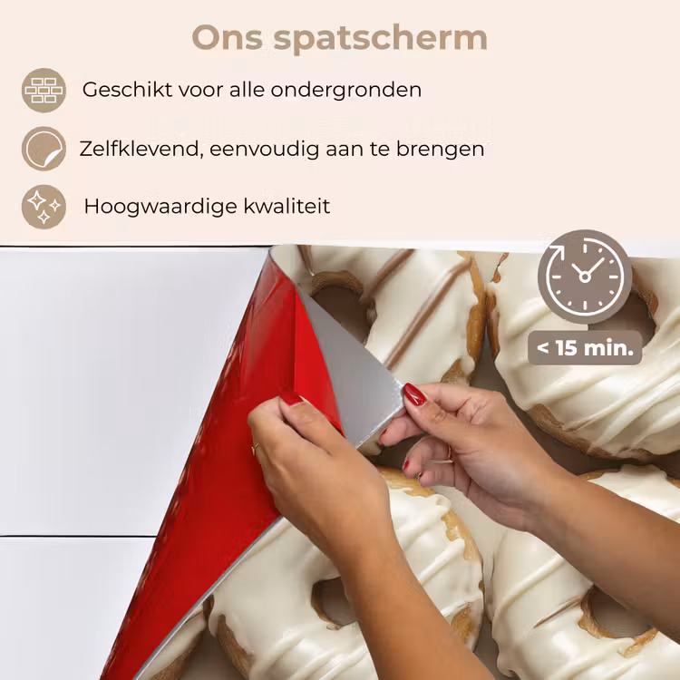 Spatscherm keuken - Donuts - Chocolade - Wit - Beige — 4
