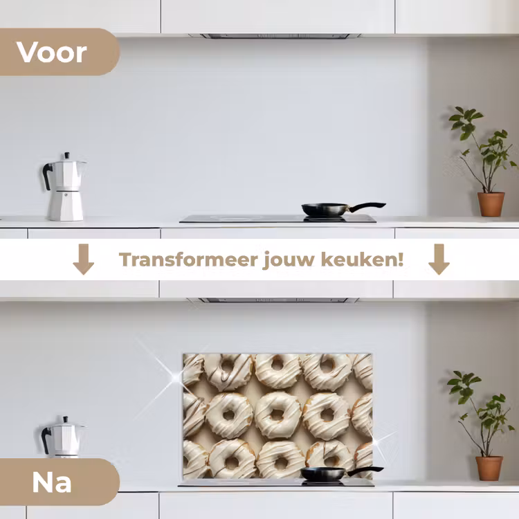 Spatscherm keuken - Donuts - Chocolade - Wit - Beige — 7