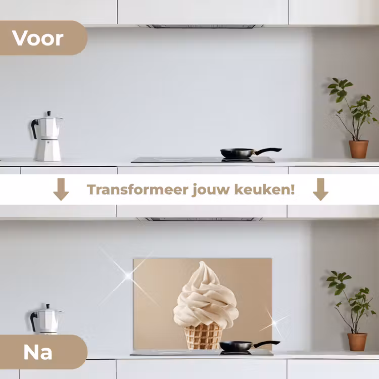 Spatscherm keuken - IJs - Softijs - Romig - Hoorntje - Beige — 7