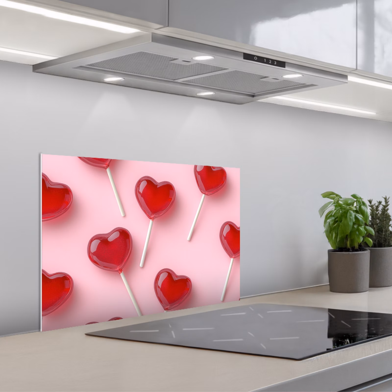 Spatscherm keuken - Lollies - Hartjes - Roze — 1