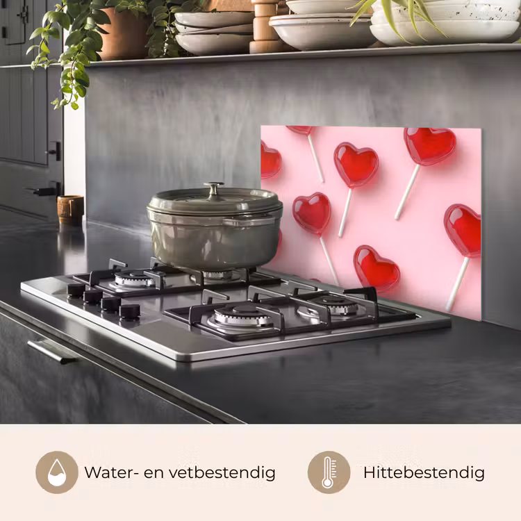 Spatscherm keuken - Lollies - Hartjes - Roze — 2