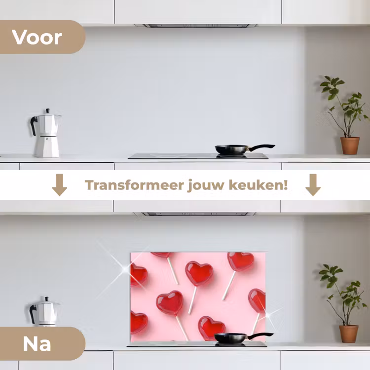 Spatscherm keuken - Lollies - Hartjes - Roze — 7