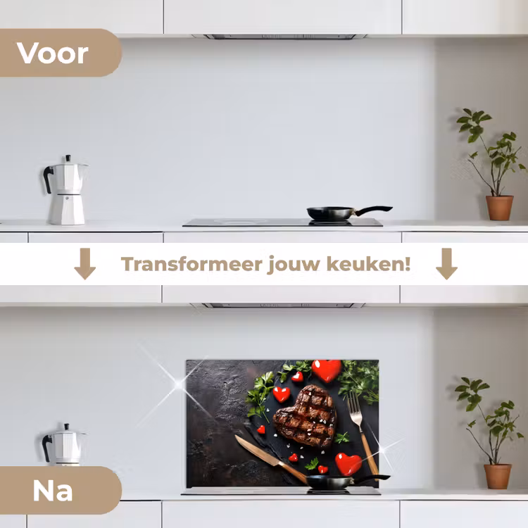 Spatscherm keuken - Steak - Hart - Bestek — 7