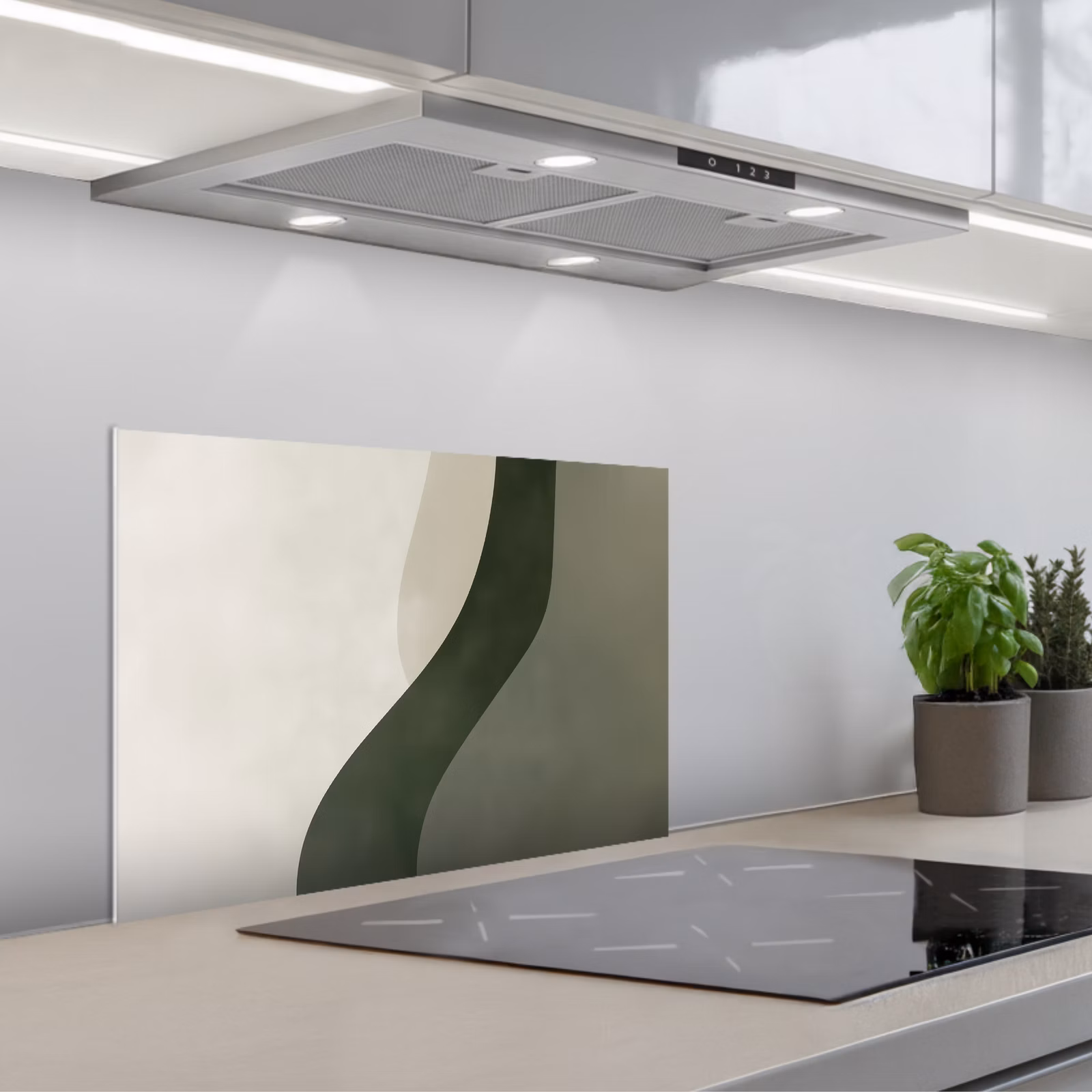 Spatscherm keuken - Japandi - Groen - Abstract - Modern — 1