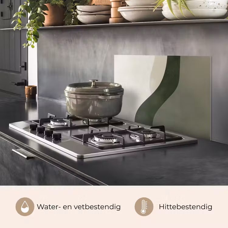 Spatscherm keuken - Japandi - Groen - Abstract - Modern — 2