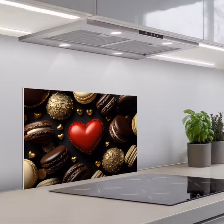 Spatscherm keuken - Macarons - Rood - Hart — 1
