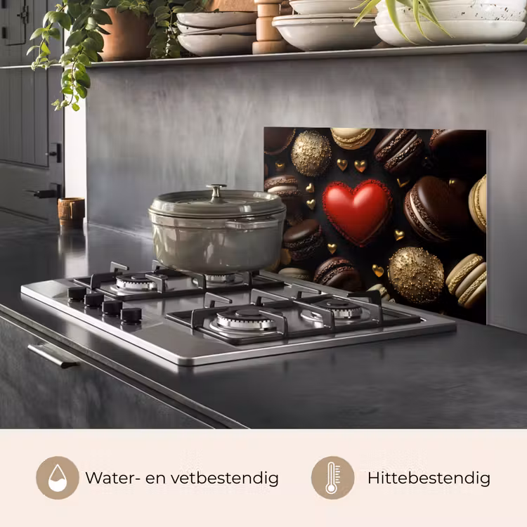 Spatscherm keuken - Macarons - Rood - Hart — 2