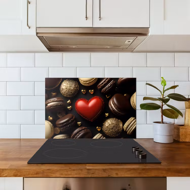 Spatscherm keuken - Macarons - Rood - Hart — 3