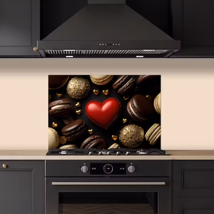 Spatscherm keuken - Macarons - Rood - Hart — 5