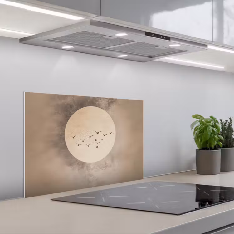 Spatscherm keuken - Vogel - Beige - Japandi — 1